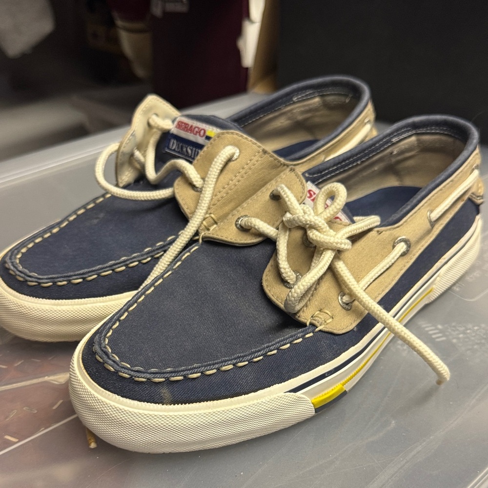 Sebago boat shoes Navy and Tan Deck Shoes - Picture 2 of 10